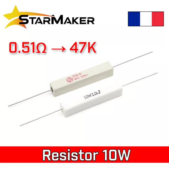 Résistance de puissance 10W 0.51 ohm à 47K Resistor ciment céramique