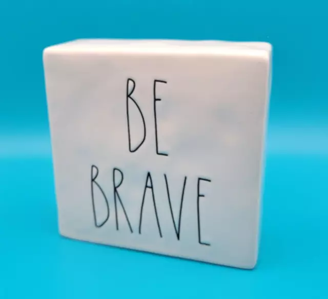 Rae Dunn, Magenta, Inspiration Ceramic Paperweight decor "Be Brave Work Hard "