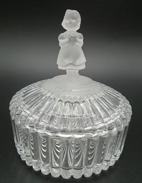 MJ Hummel Goebel Avon 1993 Lead Crystal Trinket Dish & Frosted Figure On Lid