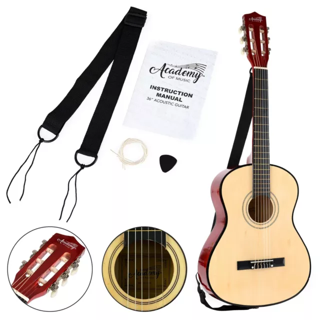 3/4 Size 36" Academy of Music Acoustic Classic Guitar for Beginners Kids Adults