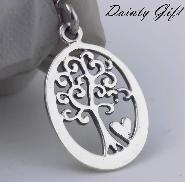 Women Girl 925 Sterling Silver Healthy 18 mm Oval Tree of Life Heart Pendant