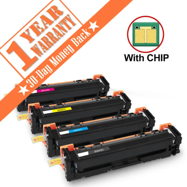 4PK W2110X For HP 206X Toner Set Color Laserjet Pro MFP M283fdw M255dw with chip