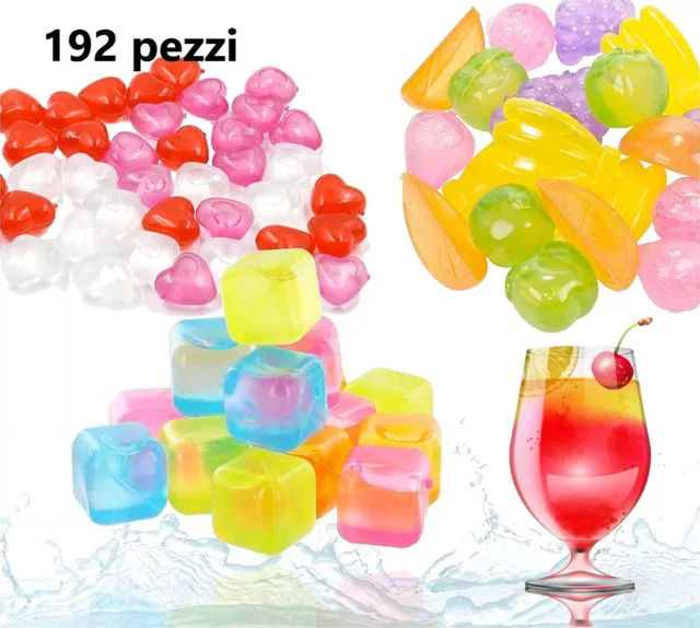 Set 192 Cubetti Ghiaccio Colorati Freezer Riutilizzabili Forma Frutta hmj