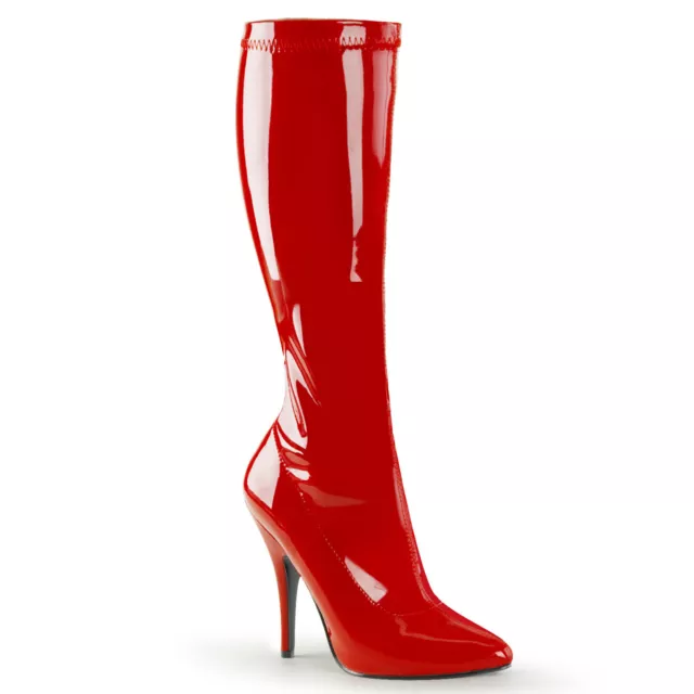 SEDUCE-2000 sexy kniehohe Pleaser Stiletto High-Heels Stretch Stiefel rot Lack