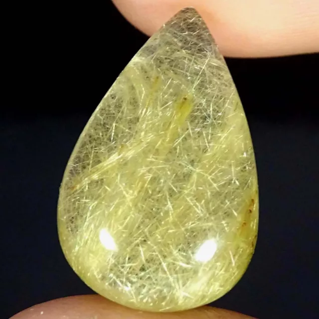 19.00Cts Natural Golden Rutilated Quartz Pear Cabochon Loose Gemstones