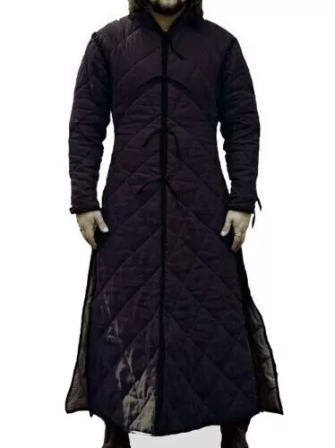 Medieval Long Gambeson Coat Aketon Thick Padded Jacket Armor Costume sca Dress