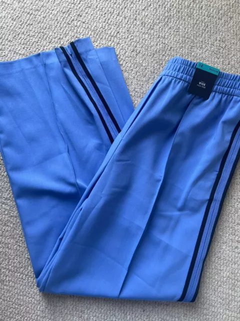 MARKS AND SPENCER Side Stripe Blue Mix Wide Leg Trousers Size 14 ...