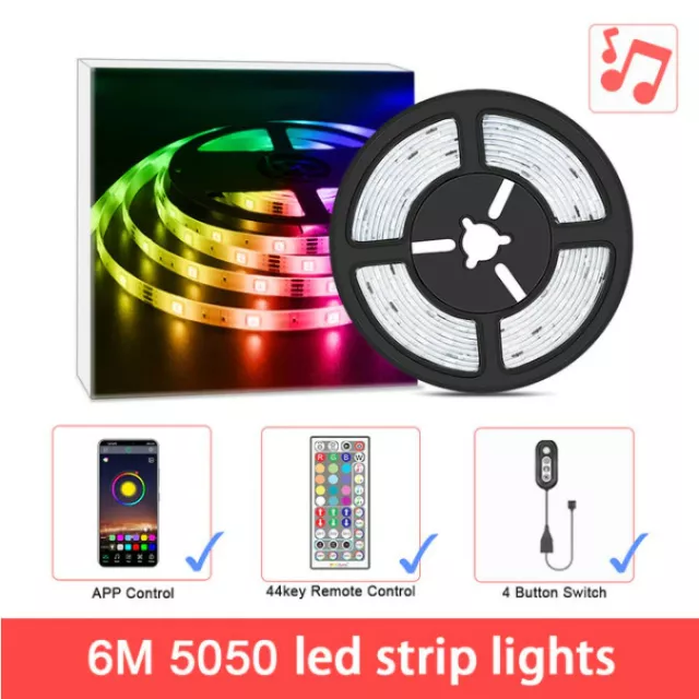 RUBAN LED 6M 5050 RGB (Chambre, mur, TV), Bluetooth, App Contrôle &  télécommande EUR 37,90 - PicClick FR