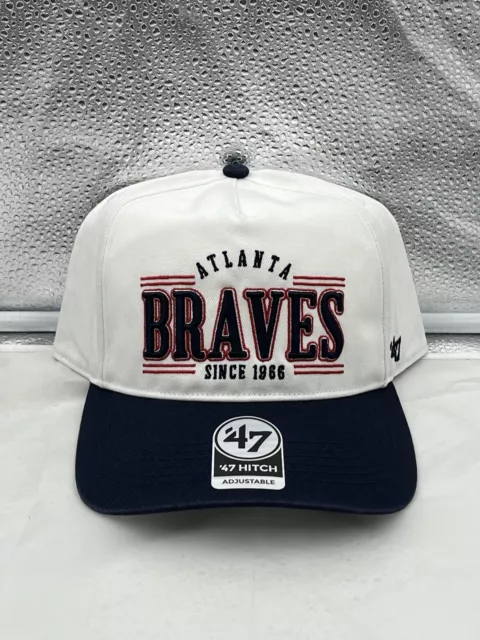 Atlanta Braves MLB '47 Brand White Two Tone Script Hitch Adjustable Snapback Hat