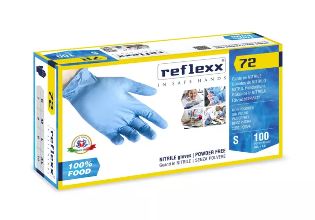 [100] Guantes Nitrilo Azul para Alimentos Reflexx72 Guante En Nitrilo