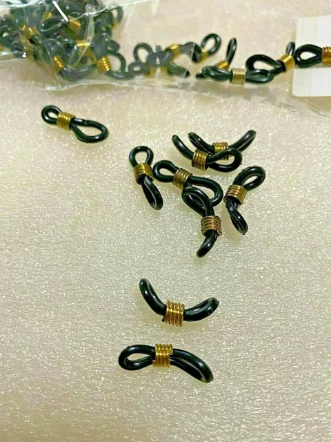 200 pcs Black Chain Strap Holders Rubber Loop Ends Eye Glasses Spectacle B83