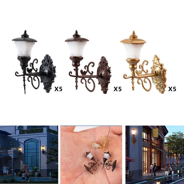 5x Lampadaires Muraux LED Pour Train Miniature échelle HO 1:87 - Neuf Sans Marque