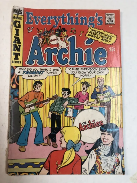 Everything's Archie 5 (VF 8.0) 1969 The Archie's Band cover!