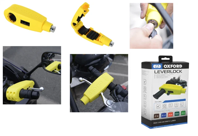 Oxford LK301LeverLock Moto Universale Moto Manubrio Freno Serratura (Giallo)