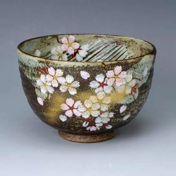 Kyoto Tea Bowl Matcha Chawan Kyo Kiyomizuyaki ware Cherryblossom Sakura Japan