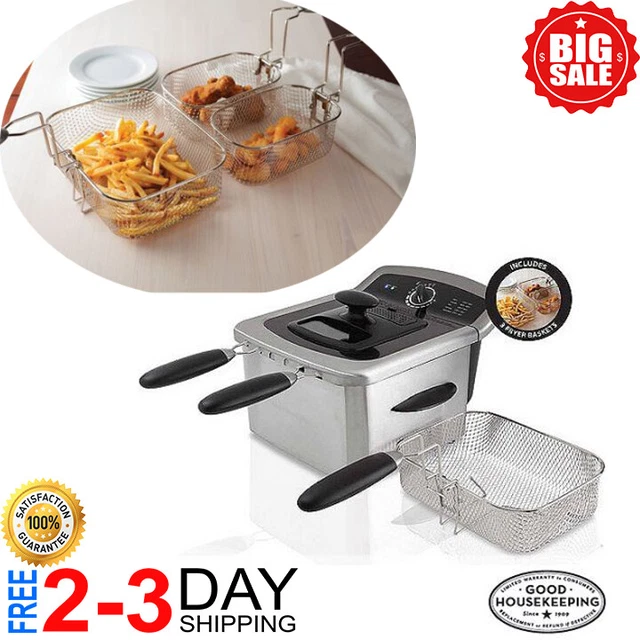 ELECTRIC DEEP FRYER Cooker Home Countertop Dual Basket Fries 4 L