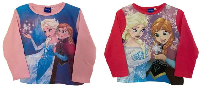 T-shirt bambina Disney Frozen Elsa & Anna, stampa personaggio manica lunga top in cotone