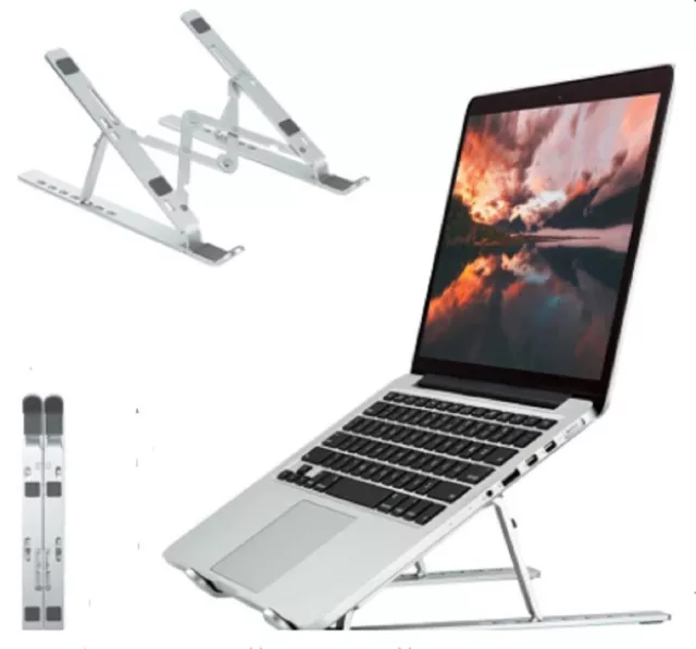 Adjustable Aluminum Laptop Stand - Portable Desk Riser, Ergonomic Laptop Holder
