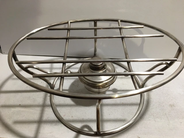 Chauffe-plat Vintage Argenté En Métal - Marque Double J, Poinçonné, Ancien - Occasion En Bon état