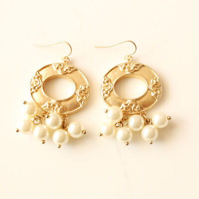New Chicos Floral Faux Pearl Drop Earrings Best Gift Fashion Women Party Jewelry