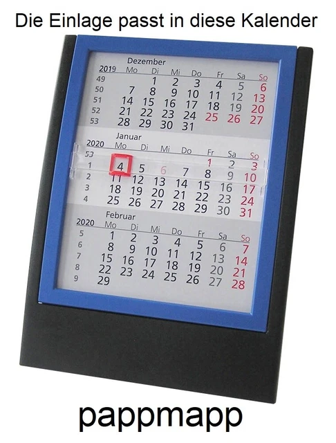 Kalender - 3 Monats - Tischkalender 2025 - 2026 - Ersatzblätter - NEU