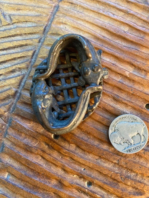 African Akan Ashanti brass bronze gold weight pair of mudfish  or catfish