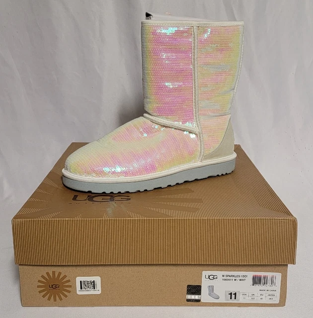 Auth UGG Australia Sequin I DO! Classic Short Sparkle Boots 1003511 US 11