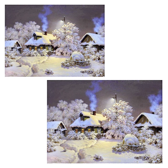 5D DIY Diamonds Painting Full Round Drill Snowhouse Landscape Picture Home Decor 2
