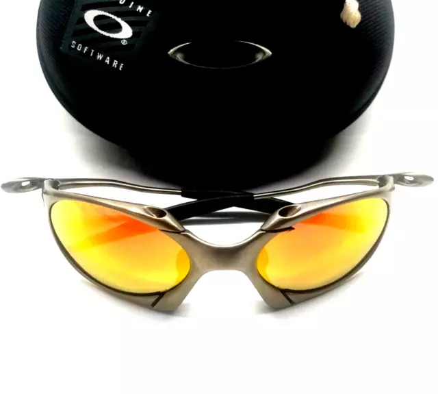 RARE OAKLEY X-METAL ROMEO 1.0 SUNGLASSES Plasma Frames Fire Lenses Low Serial #