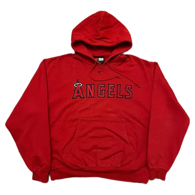 Vintage Y2K Anaheim Angles RED Nike Center-Check Hoodie L