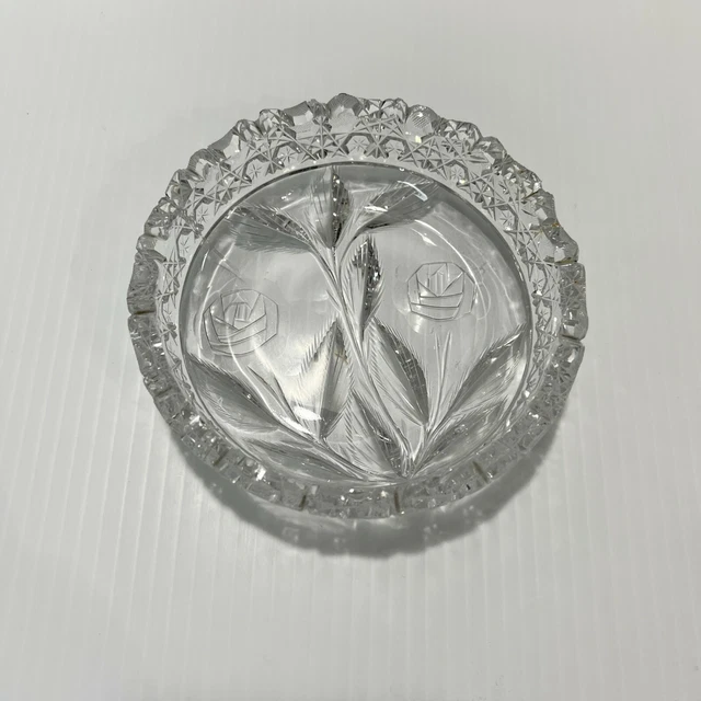 Antique American Brilliant Period Rose Pattern Sawtooth Candy Nut Small Bowl