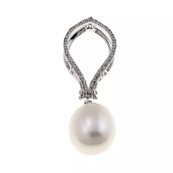 HSN Imperial Pearls Sterling Silver Freshwater Pearl & Zircon Enhancer Pendant