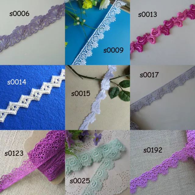 9 Colors 1"-1.25'' Wide Rayon Venise Lace Purplish Red, White, Green, Grey zhs5