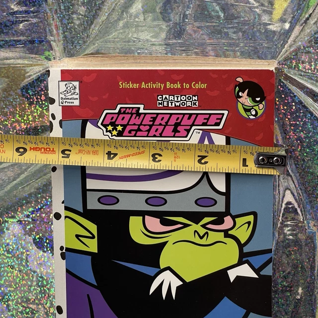 VINTAGE POWER PUFF Girls Small Book To Color With Stickers Mojo Jojo
