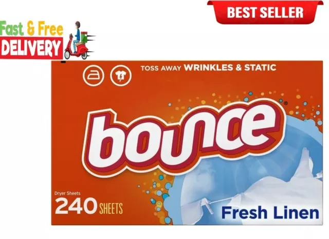 Bounce Fresh Fabric Softener Dryer Sheets, Linen Scented, 240 Ct