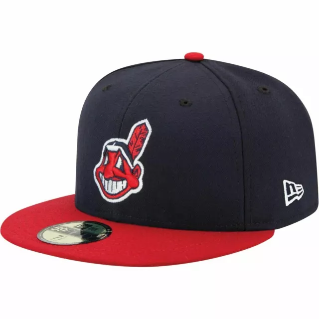 [70360926] Mens New Era MLB Authentic 59FIFTY 5950 Fitted Cleveland Indians