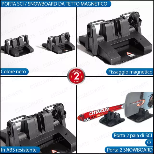 Portasci Porta Sci Porta Snowboard Magnetici Tetto Per Renault Megane Scenic 2