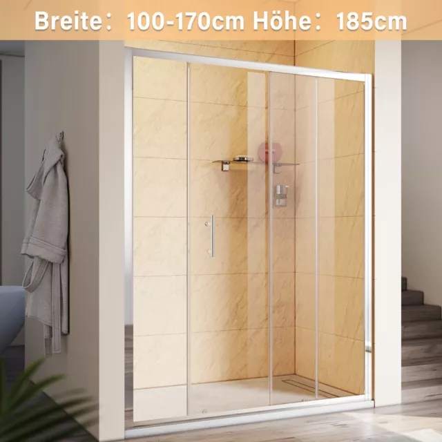 Duschtür Schiebetür Duschkabine Dusche Duschabtrennung Glas Nischentür 100-170cm