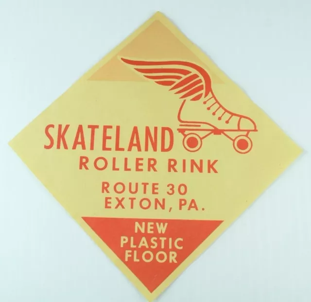 1930's-50's Skateland Roller Rink, Exton, Pa. Label Vintage B3