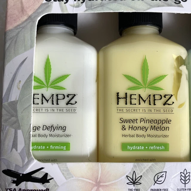 HEMPZ LOTION SET Travel Gift Set 4pc Original Triple Moisture Pinnaple