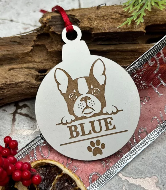 Personalised White Pet Dog Christmas Decoration Puppy Name Xmas Dec Select Breed