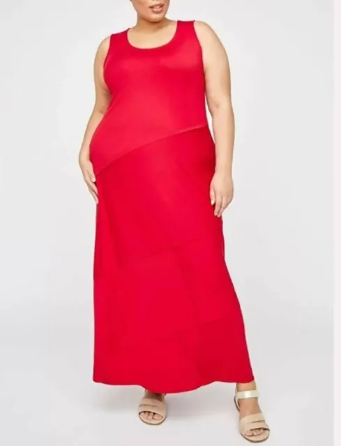 Catherines Plus Size Red Sleeveless Maxi Dress 5X, 34/36W Spring Summer