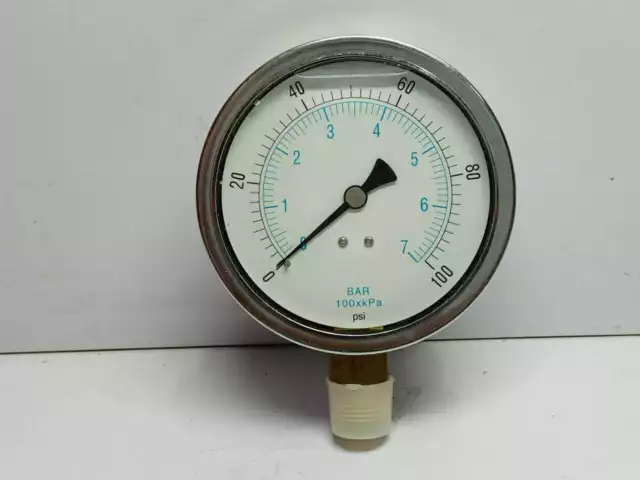 Pressure Gauges CB-LM-100-SIL 0-7 Barre 0-100 Psi Taille 4” Connexion 1.3cm Npt