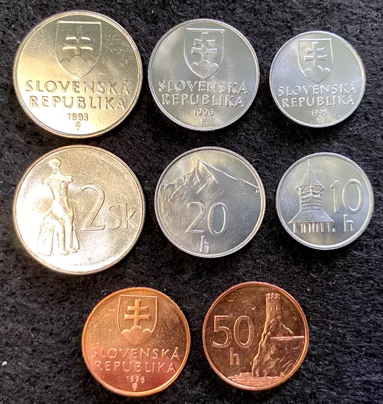 Slovak Republic 4 Coins Set 10, 20, 50 Haleru & 2 Koruny UNC World Coins