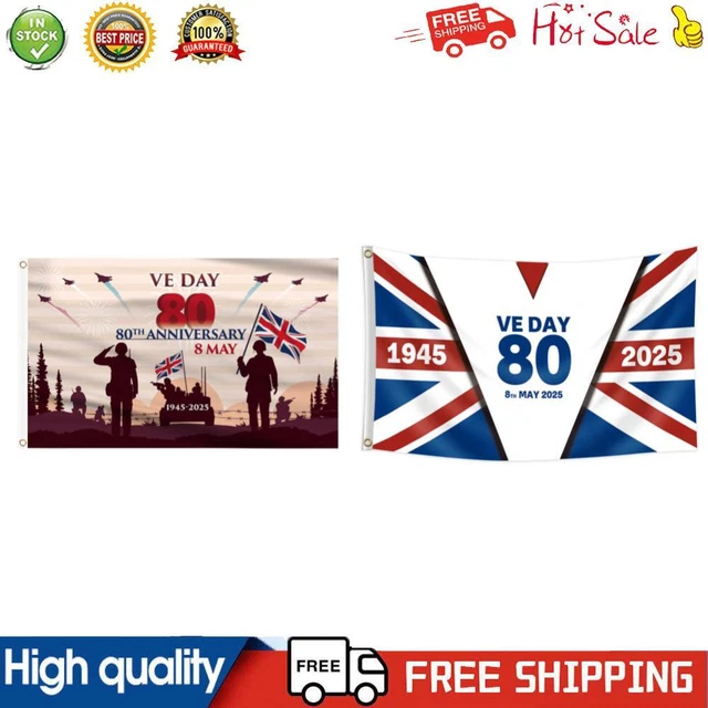 2025 VE DAY 80th Anniversary Flag 3x5 Ft VE Day Flag Memorabilia Flag ...