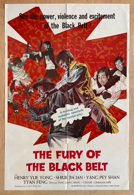 THE FURY OF THE BLACK BELT (1973) 1 SH Movie Poster Martial Arts Action Kung Fu