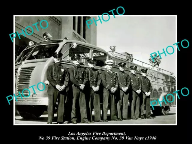 OLD 6x4 LOS ANGELES FIRE DEPARTMENT LAFD No 39 STATION VAN NUYS c1940 1