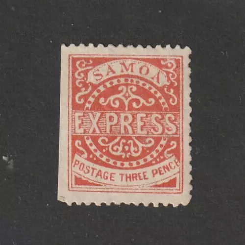 SAMOA   1877  3 Pence Vermillion Perf 12 sg 16 Mint No Gum REPRINT?  -  A3216