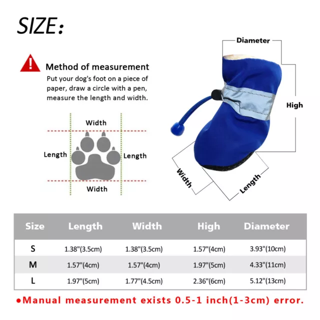 4 pièces/ensemble chaussures chaudes antidérapantes bottes réfléchissantes pour chiots chaussettes doublées de polaire 2