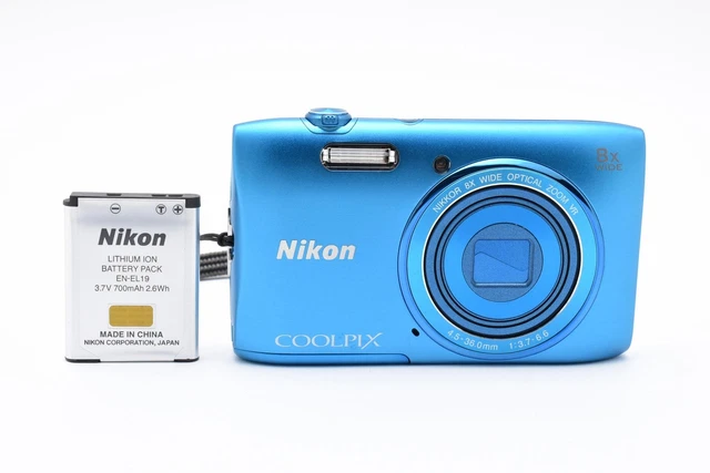 ALMOST MINT] RARE Nikon COOLPIX S3600 Blue 20.1MP 8x Digital